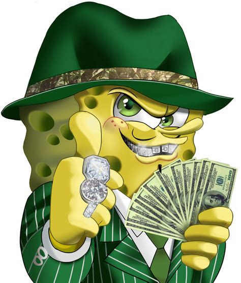 thug spongebob|spongebob gangster with money.